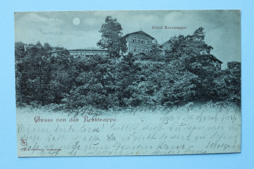 Postcard Moonlight PC Rosstrappe Thale Harz 1902 Hotel architecture Sachsen Anhalt